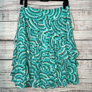 Sunny Leigh Size 4  Teal Blue Y2K Chiffon Skirt Layered Ruffles NEW